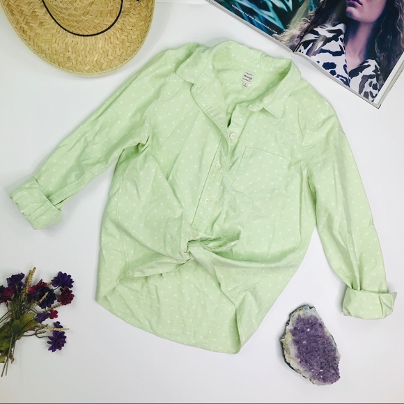 Madewell Tops - [Madewell] Spearmint Polka Dotted Shirt Medium